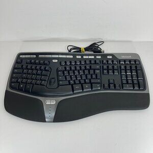 Microsoft Natural Ergonomic USB Wired Keyboard 4000 V1.0 Black KU-0462 TESTED
